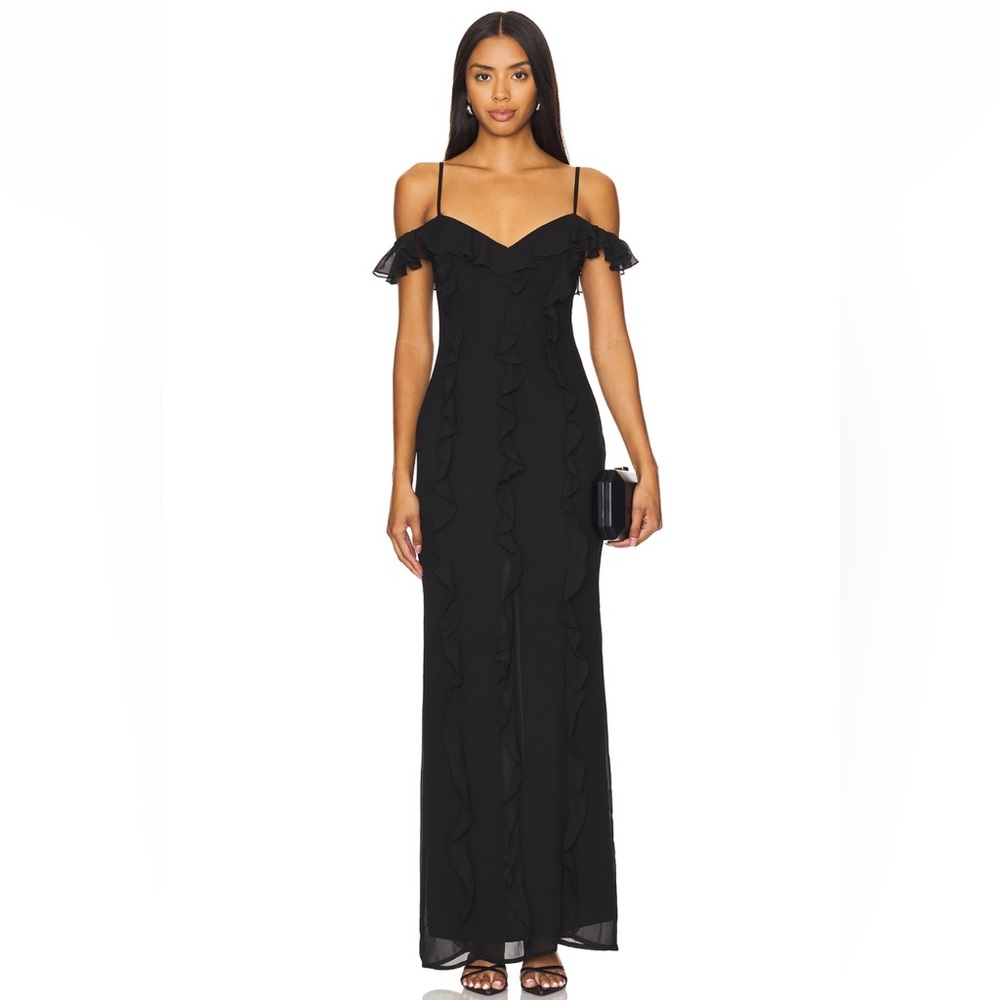 Lovers + Friends Marisol Gown in Black Sleeveless Sheath Maxi Dress Size Small